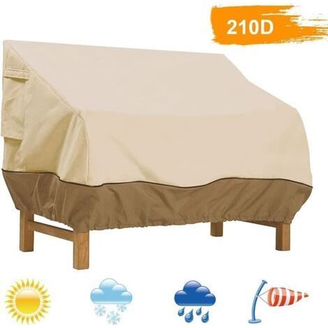 Housse de protection pour banc de jardin, housse de banc de jardin en tissu Oxford imperméable, housse de banc d'extérieur anti-UV et anti-vent Housse de canapé de protection (Beige, 193 x 83 x 84 cm