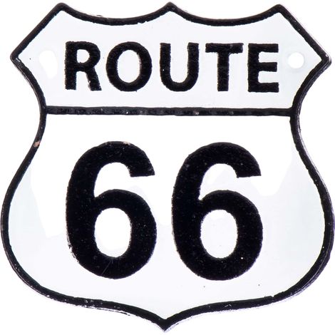 Panneau décoratif Route 66 en fonte noire et blanche