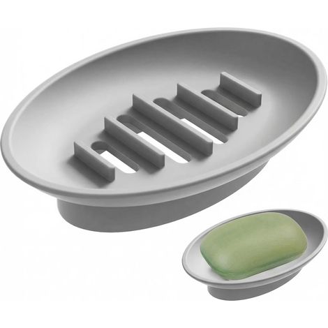 Porte savon de salle de bain en silicone avec bec de vidange, porte savon pour douche et salle de bain, organisateur d'évier de salle de bain et de cuisine, plateau de savon à vaisselle, parfait pour