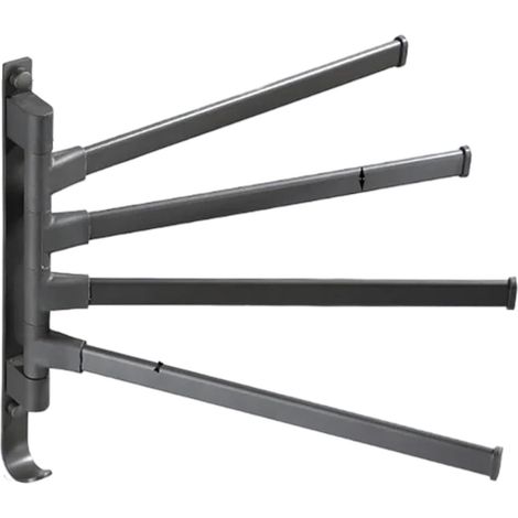 Porte-serviettes pivotant noir, sans perçage, fixation murale, barre d'angle à 3 bras (1/5)