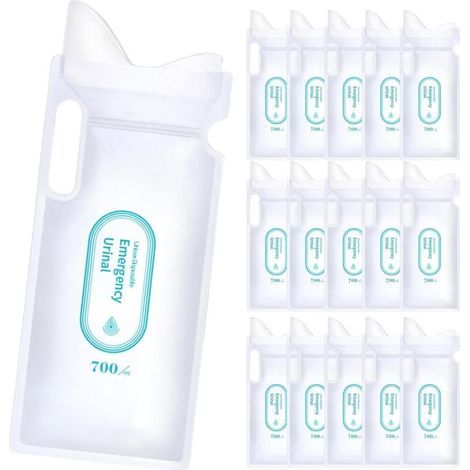 16 pezzi 700 ml Sacchetti per urina portatili monouso, sacchetti per vomito, sacchetti per urina super assorbenti per campeggio, sacchetti per urina per uomini, donne e bambini (1/5)