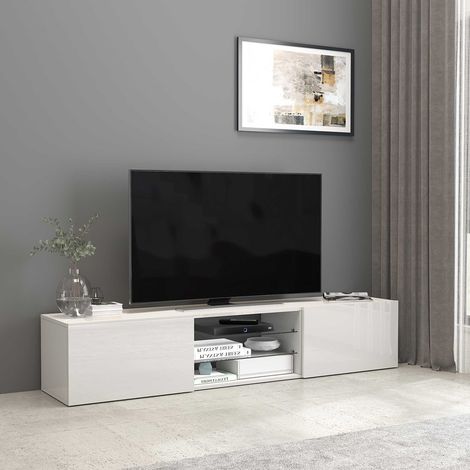 Meuble TV moderne 180 cm blanc brillant Keops (1/5)