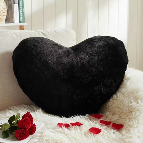 1 Coussin Coeur, Fourrure Artificielle Douce, Rembourrage Coton PP, Décoration Chambre Salon, 25x35cm