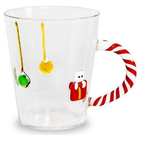 Mug in Vetro Borosilicato Gatto di Natale con Manico Candy Cane 425ml Wd Lifestyle