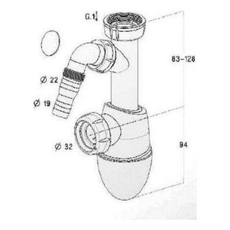 Siphon lavabo Easyphon avec prise machine à laver (0201302) (1/2)