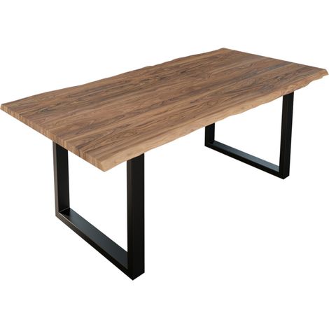 Esstisch Baumkante massiv Akazie stone 200 x 100 cm schwarz LAUREN (1/5)