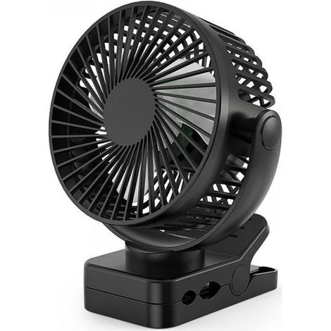 Ventilateur portable rechargeable 12000 mAh, 8 pouces, rotation 360° horizontale et verticale, fixation par pince, 3 vitesses + mode éco – 1 pièce (1/5)