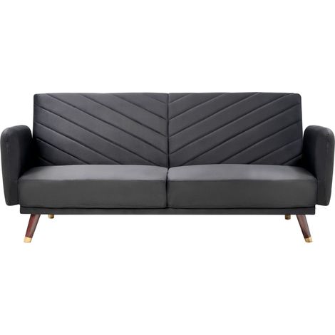 Sofa Bed 3 Seater SENJA Velvet Black