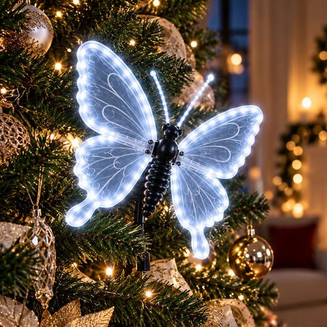 Farfalla Luminosa da Esterno 60 cm 330 LED Bianco Freddo Ali Motorizzate Timer IP44 per Alberi Terrazzi e Feste (1/5)
