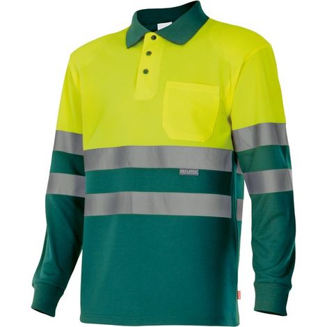 Polo Bicolor Manga Larga Alta Visibilidad VERDE/AMARILLO FLÚOR M