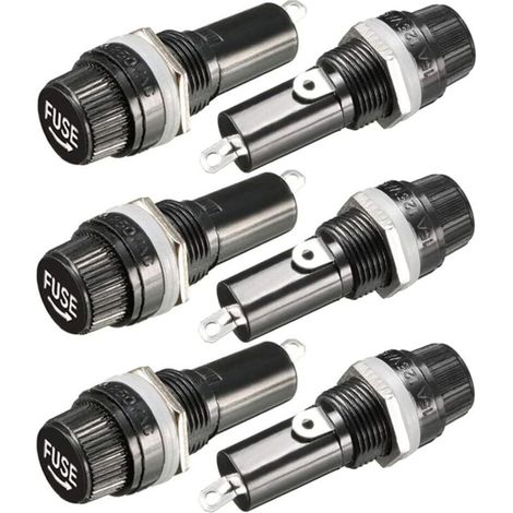 6 pièces 6x30mm Porte Fusible AC 10A 250V Noir Porte Fusible à Capuchon à Vis, Porte Fusible à Capuchon à Vis Monté sur Panneau (1/4)