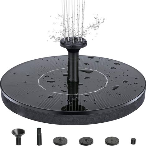 Solarbrunnen/Solar-Wasserspielbrunnen – 16 cm, schwarz