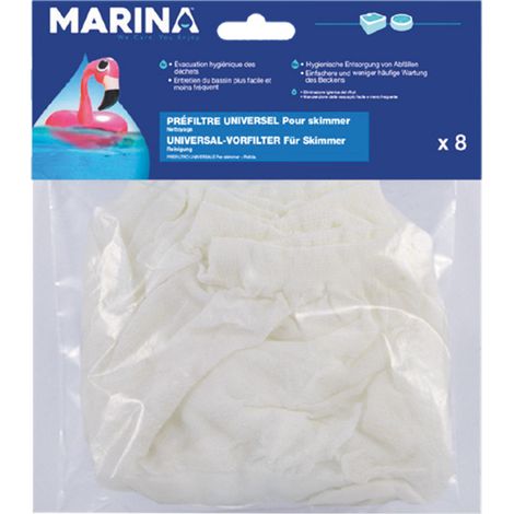 Lot de 8 préfiltres jetables pour panier de skimmer - Marina