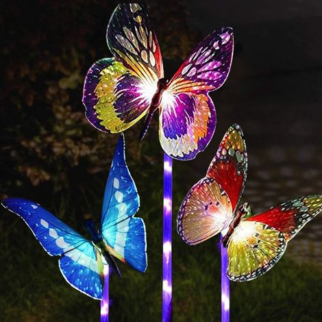 Lampe de jardin solaire, ornements étanches, décorations papillons multicolores pour l'extérieur, parfaites pour créer une ambiance féérique.-AquaForge