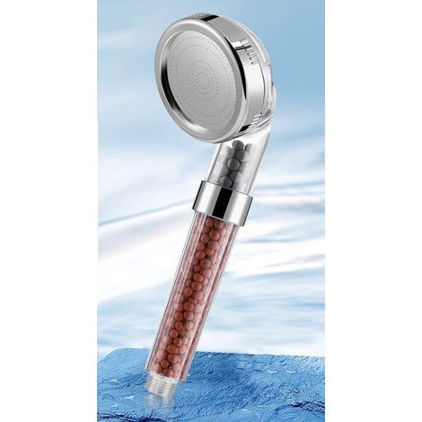 Pommeau de Douche, Pommeau Douche Anti Calcaire Économiseur d'Eau Haute Pression Filtre à Trois Niveaux Système de Filtrage Ionique (1/5)