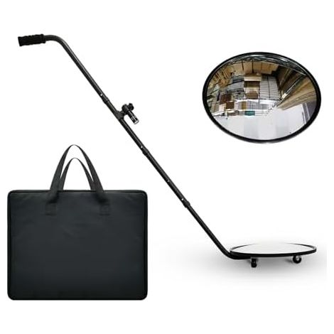 Miroir D'inspection Télescopique, Miroirs d'inspection des Véhicules avec Poignée Réglable, de Sécurité à 360°, Lumière LED et 3 Roues Mobiles roue-V3 - (1/5)