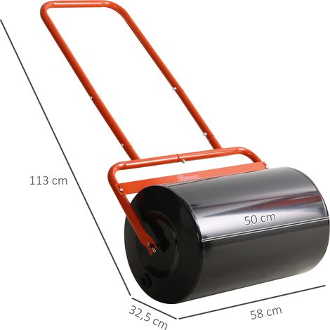 Rouleau à gazon pratique et flexible en acier, 58 cm (L) x 32,5 cm (l) x 113 cm (H), rouge. (1/5)