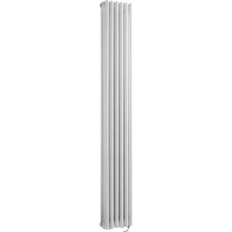 Milano Windsor White 1800mm x 290mm Cast Iron Style Vertical Triple Column Electric Radiator with Wi-Fi Thermostat - Chrome Cable Cover (1/5)