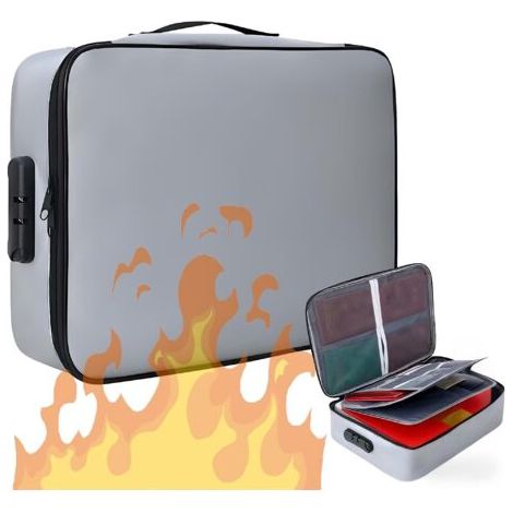 Boîte à Documents Ignifuge avec Serrure – 36,8 x 27,9 x 10,2 cm, Grande capacité, Sac à Documents Ignifuge, boîte de Rangement verrouillable résistante à l'eau pour passeports, certificats