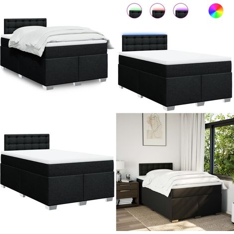 vidaXL Sommier à lattes de lit avec matelas Noir 120x200 cm Tissu