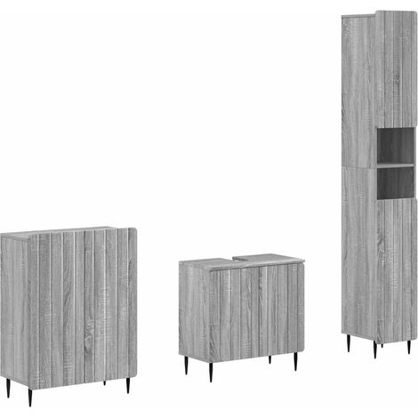 3 Piece Bathroom Cabinet Set ZWOLLE Grey Sonoma Engineered Wood vidaXL (1/5)