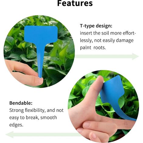 100 pièces étiquettes pour plantes potager, étiquette semis plastique, et , pour jardin exterieur rétiquettes à herbes, bleu-lsw (1/4)