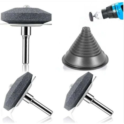 Affuteur Lame Tondeuse Gazon avec Métal Baffle, Équilibreur de Lame de Tondeuse, Universel Multi-pointu Rotative Aiguiseur de Tondeuse Tout Perceuse électrique &Perceuse à main (1/4)