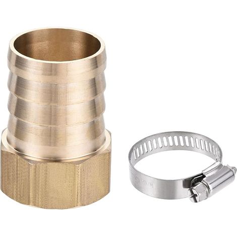 Raccord Cannelé Laiton Barbelé Tube Raccord Connecteur Adaptateur 32mm Barbelé x G1 Femelle Tuyau avec Inoxidable Acier Tube Pince (1/5)