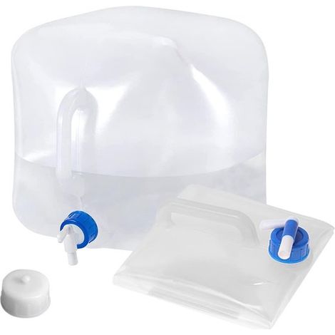 jarras de almacenamiento de agua plegables y reutilizables de 10 L，recipiente plegable para agua potable con grifo，portabotellas portátil con asa (1/5)