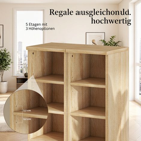 Ensemble de 2 étagères colonnes à rangement, 12 casiers, 21 x 22,5 x 88,5 cm, capacité 204 DVD, meuble polyvalent pour salon ou bureau (1/5)