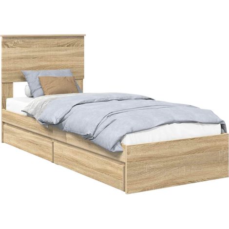 Aufbewahrungsbett Sonoma-Eiche 75 x 190 cm Holzwerkstoff vidaXL