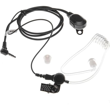 vhbw Headset kompatibel mit Yaesu VX-351, VX-354, VX-410, VX-3R, VX-418, VX-400 Funkgerät mit PTT Mikrofon - transparent, schwarz, Akustikschlauch (1/3)