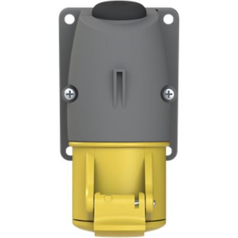 Amphenol 16 Ampere CEE Wandsteckdose 3-polig (2P+PE) Buchse, Kodierung 4h gelb 100/130V Frequenz 50 und 60Hz - 1 Stück (1/2)