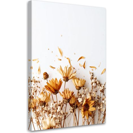 Wandbild Getrocknete Feldblumen in Beige 70x100 cm