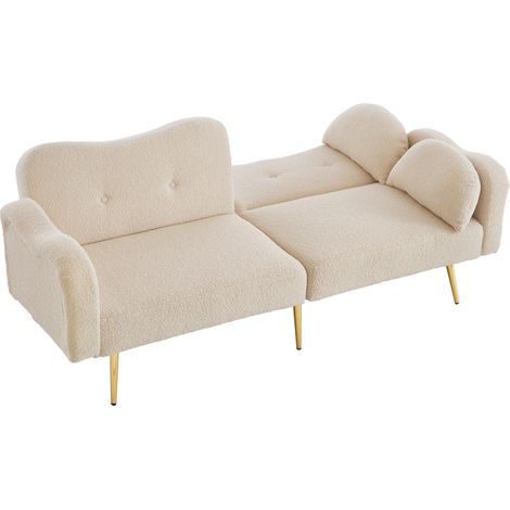 Zweisitzer-Sofabett mit verstellbarer Rückenlehne, beige, Metallfüße, 175 x 79 x 82 cm, MODENUIT (1/5)