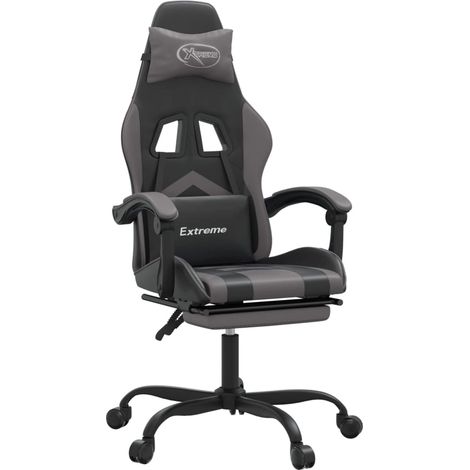 Maison Exclusive - Sedia da Gaming con Poggiapiedi Nero e Grigio in Similpelle