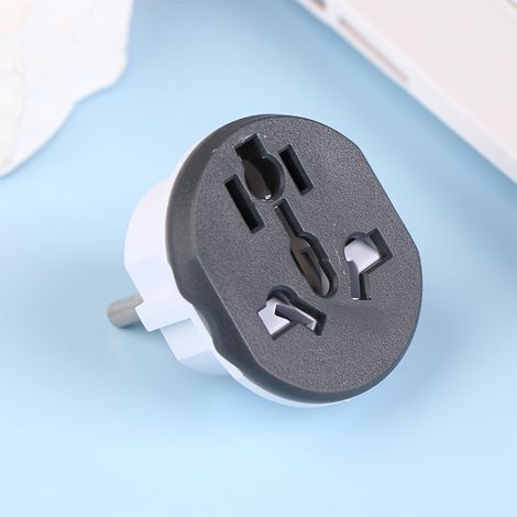 Universal AU US UK to EU Plug Converter, Travel Adapter, Home Plug, 16A 250V Wall Plug Converter (Black) (1/4)