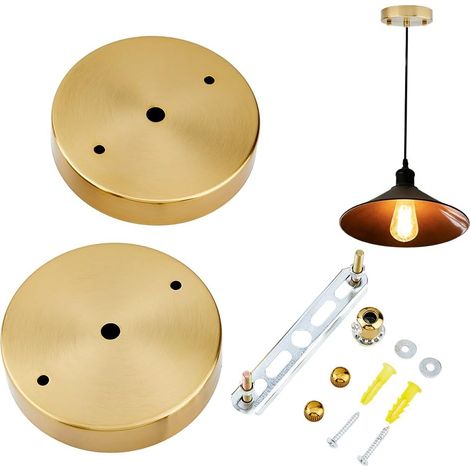 2 Pièces Kit De Cache Plafond Pour Luminaire 11.7cm Kit De Remplacement En Fer Pour Lustre Cache Plafond Pour Appareil D'éclairage Avec Tout Les Accessoires De Fixation Pour Projets DIY (1/5)