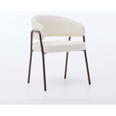 CAIziChaises de salle à manger modernes en chenille avec accoudoirs, chaises d’appoint rembourrées avec pieds en métal laiton antique pour cuisine et salle à manger, lot simple, beige, SW1876BG (1/5)