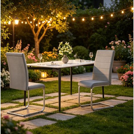 Chaise cantilever en velours gris foncé, lot de 2 HAVRYA (1/5)
