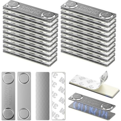 Lot de 30 paires d'aimants avec colle - Bandes de suspension magnétiques - Design antidérapant - Fermeture magnétique - Pour rideaux occultants - Pour stores de fenêtre (1/5)