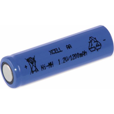 Batterie rechargeable NiMH XCELL, Cellule industrielle, AA, Flat-Top, 49,5x14,5mm, 1,2V/1200mAh