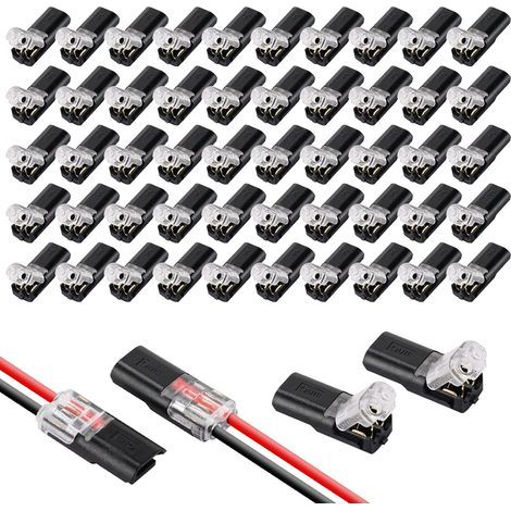 Connecteurs de câble à 2 broches 18-22 AWG - 50 pièces - Noir (1/5)