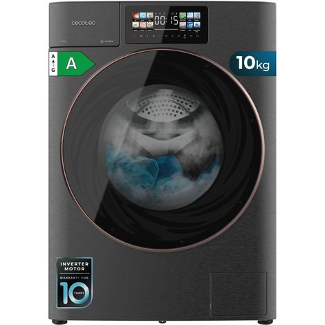 Waschmaschine mit 10 kg Fassungsvermögen, 1400 U/min, Inverter Plus-Motor mit automatischer Dosierung, Stop&Go Funktion und 15 Programmen.