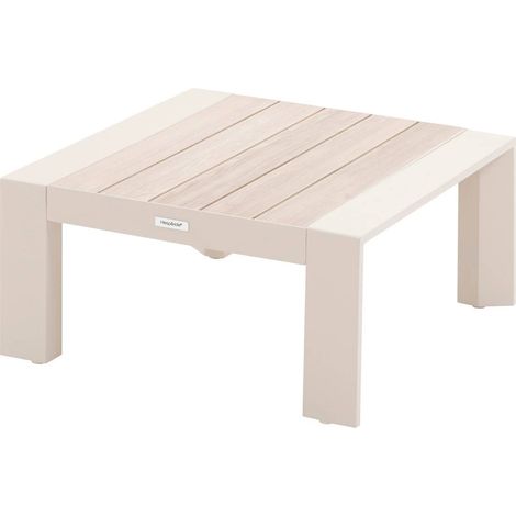 Tavolino da giardino quadrato evasion in argilla e lino 65 x 65 cm in alluminio - Hespéride