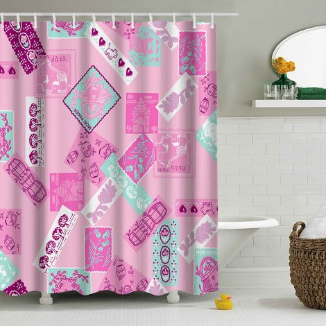 Rideau de douche 180 x 180 cm (Modèle 15) – Lavable en machine, polyester épais