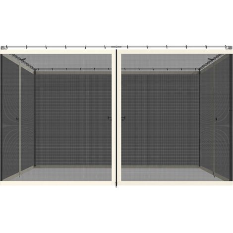 Zanzariera per Gazebo Tende di Ricambio Universale con Cerniere, 335x207cm - Nero e Beige (1/5)