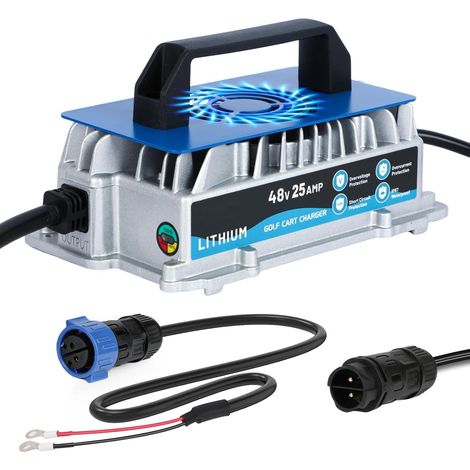 Chargeur de Batterie Lithium 48V, Chargeur LiFePO4 58.4V 25A pour Batterie LiFePO4 51.2V/48V,étanche IP67, 1250W, avec Ventilateur, pour Voiturette de Golf, Bateau,Camping-Car et énergie Solaire (1/5)
