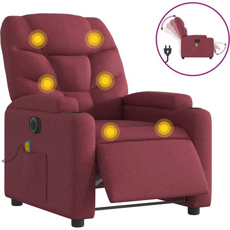 Maison Exclusive - Poltrona Massaggiante Reclinabile Elettrica Rosso Vino Tessuto (1/5)