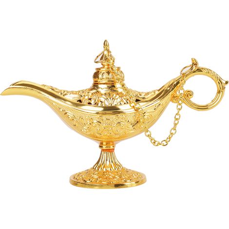 Seltene Retro-Aladdin-Wunderlampe, goldener Dschinn, leuchtender Wunschtopf, Vintage-Sammlerstück, Geschenkdekoration (1/5)